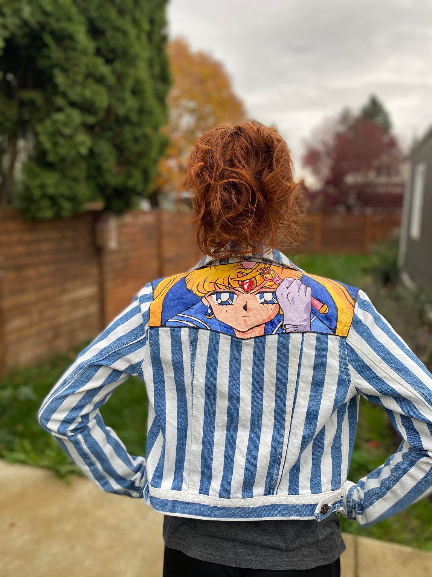 Sailor Moon Hand Painted Denim Jacket - Size Small