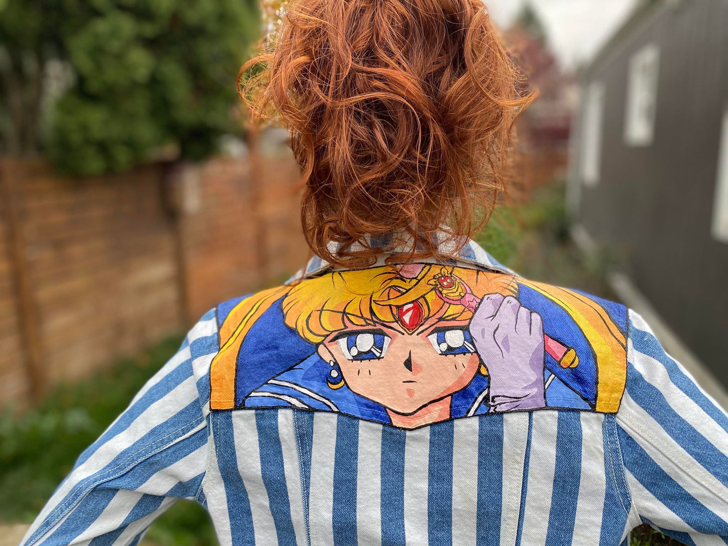 Sailor Moon Hand Painted Denim Jacket - Size Small